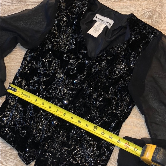 Vintage another thyme sheer sleeve glitter top 90s - Picture 5 of 6